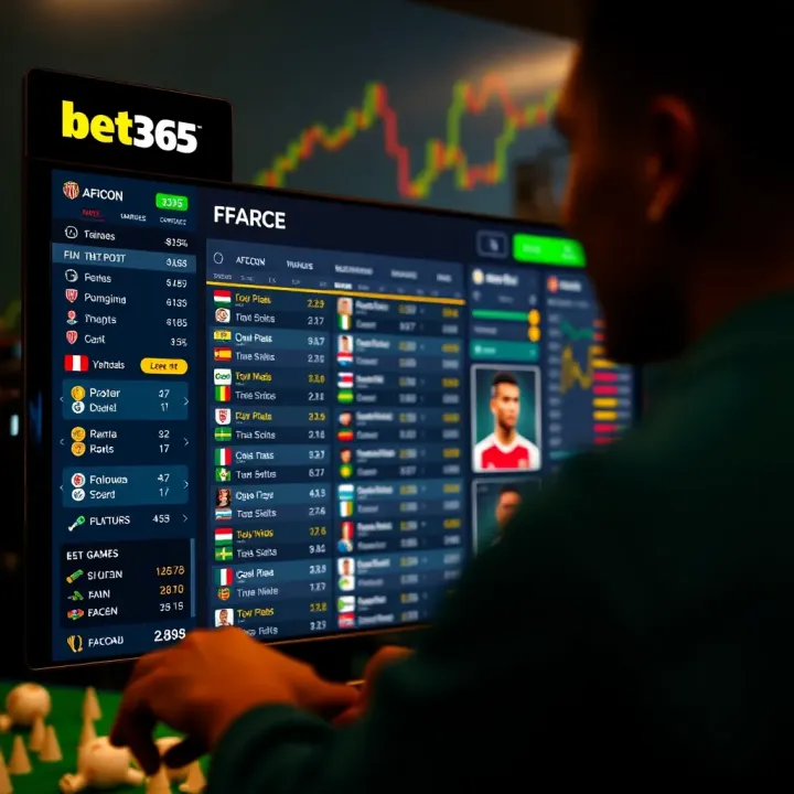Betting dashboard displaying odds and market options tailored for AFCON games on bet365 platform