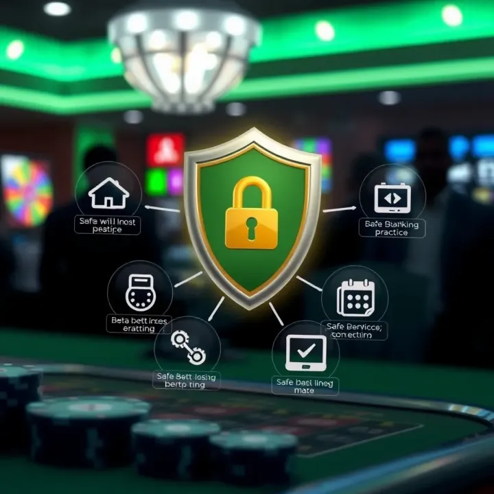 Diagram showing secure connection and protection icons representing safe betting practices