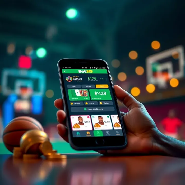 Graphic showing a smartphone with Bet365 basketball betting app interface and Nigerian naira currency symbols