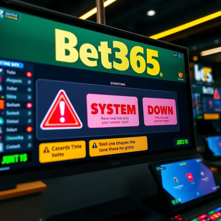 Illustration showing a digital betting interface with warning signs indicating system downtime on an online sports betting platform