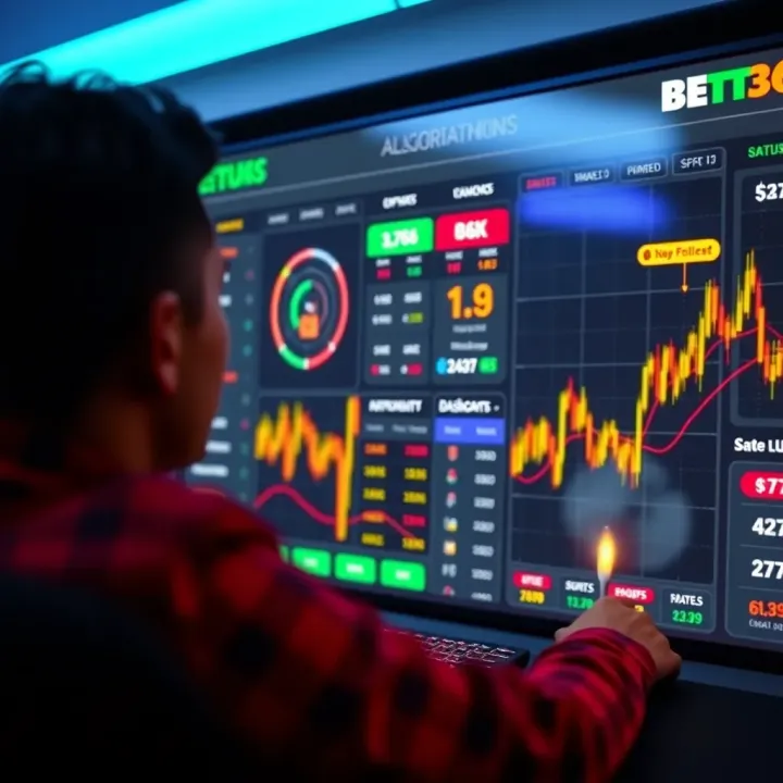 Interface showcasing a digital sports betting dashboard with algorithmic insights