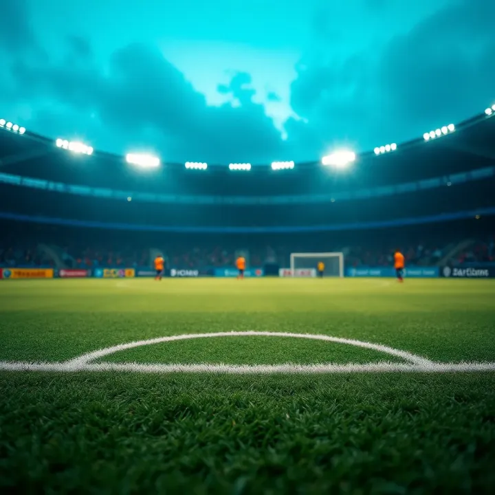 Football pitch with tactical lines and score predictions highlighted