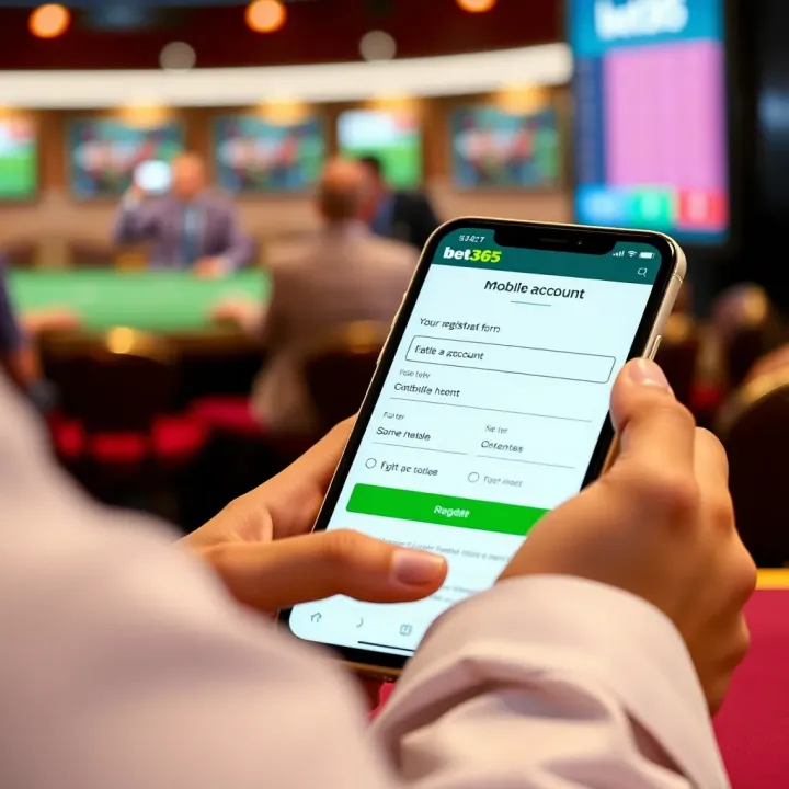 User filling out registration form on a mobile device for a new bet365 account