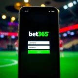 Mobile phone screen displaying the bet365 login interface with username and password fields