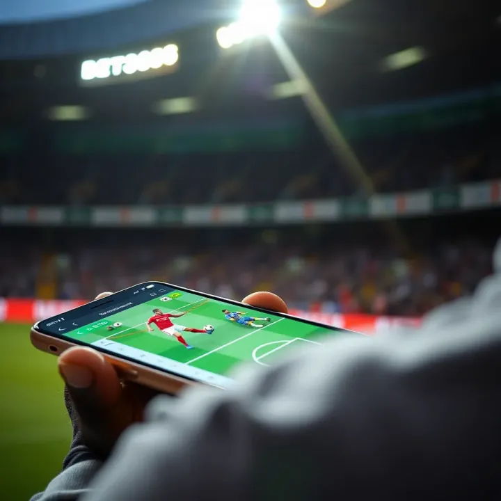Soccer match streaming displayed on smartphone with Bet365 betting interface visible