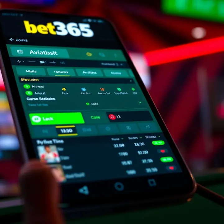 User-friendly interface of Bet365 Aviator app showing betting options and game statistics