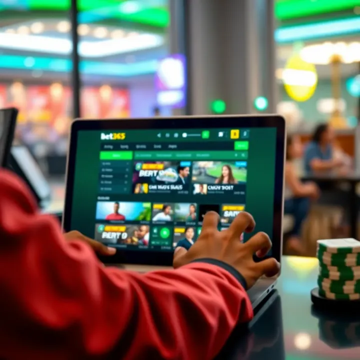 User navigating Bet365 webshop interface on a laptop screen